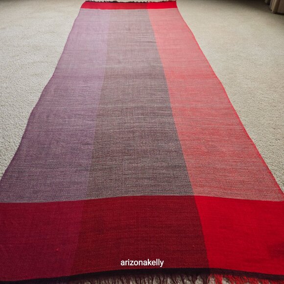 Eileen Fisher Wool & SIlk Lightweight Scarf Red, Burgundy, Purple - Picture 8 of 12